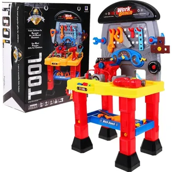 Dětská kuchyňka Ramiz Dětská motorizovaná dílna 3+ zvuky Světla + nářadí + příslušenství + stůl pro kutily