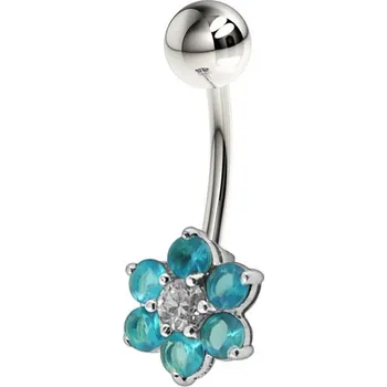 Piercing Šperky4U Stříbrný piercing do pupíku - kytička - BP01018-Q