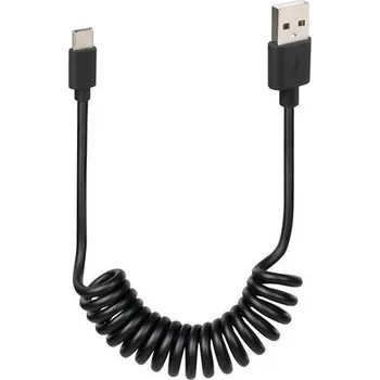nabíjecí kabel vinutý USB na USB-C LAMPA černý 100cm