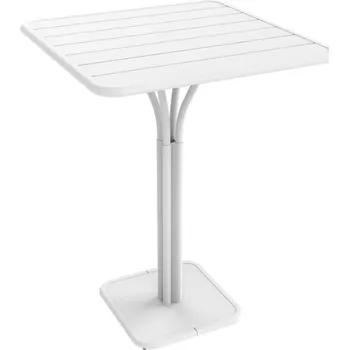 Zahradní stůl Bílý kovový barový stůl Fermob Luxembourg Pedestal 80 x 80 cm