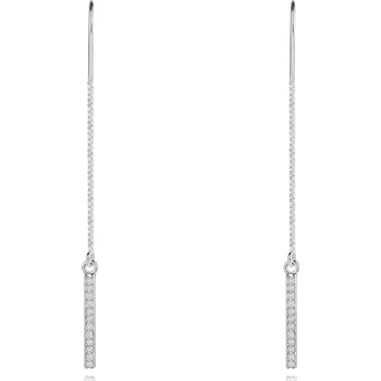 Náušnice Stříbrné 925 náušnice - řetízek, pásek se zirkony, provlékací zapínání