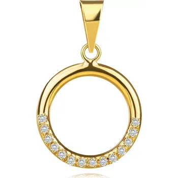 Přívěsek Kulatý přívěsek ze 14K žlutého zlata - kruh zdobený čirými zirkony