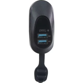 Auto elektroinstalace 2x USB QC3.0 + USB-C zásuvka 12/24V, montáž na povrch - 34710.2