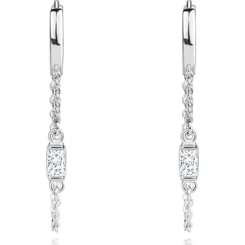 Náušnice Kulaté náušnice ze stříbra 925 - řetízek s obdélníkovými zirkony