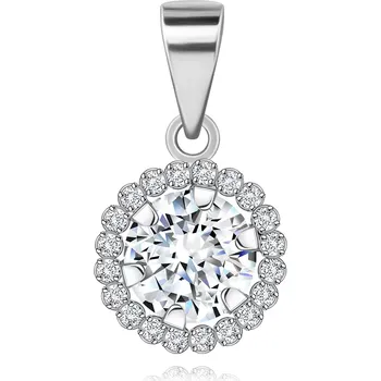 Přívěsek Přívěsek z bílého 14K zlata - kulatý zirkon v obruči s čirými zirkony