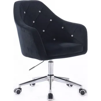 LuxuryForm DESIGN Kosmetické křeslo ROMA VELUR na stříbrné podstavě s kolečky - černé