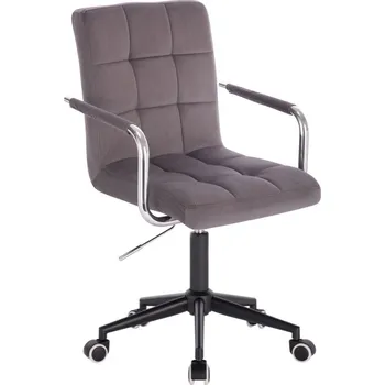 LuxuryForm DESIGN Židle VERONA VELUR na černé podstavě s kolečky - tmavě šedá