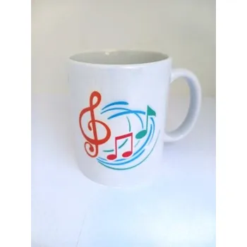 Hrnek s potiskem - barevné noty a klíče