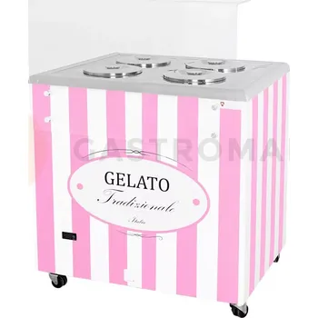 Zmrzlina Distributor na zmrzlinu, vitrína na zmrzlinu, konzervátor, retro, 4 tub, kulaté nádoby, 843x670x895 mm | RESTO QUALITY, GELATO POZETTI 4 PINK