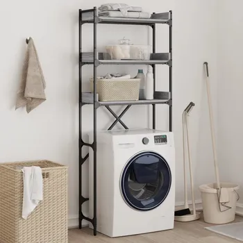 Koupelnový nábytek Regál nad pračku šedý sonoma 67 x 25 x 163 cm kompozitní dřevo Grey sonoma 838981