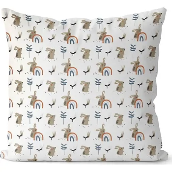 Dekorativní polštářek La forma Design studio dekorativní dětský povlak na polštář Bunny with a rainbow 40x40 cm 40x40 cm