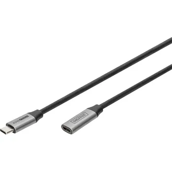 Elektrická zásuvka Digitus USB kabel USB 3.2 Gen1 USB-C®, USB-C ® zásuvka, USB-C ® zástrčka 1.00 m černá flexibilní provedení, stíněný, s U