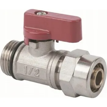 Ventil Hydroland Z.KUL.PEX.CZ KULOVÝ VENTIL SE SYTIČKOU MINI PEX 1/2GZX16X1/2 ČERVENÝ // PX-ZKW-MINI-PEX-C