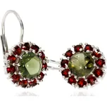 Granát Turnov Náušnice Český granát a Vltavín