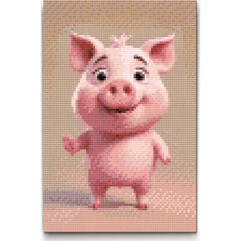Diamantové malování Vymalujsisam Prasátko pro děti 20x30cm Pouze srolované plátno