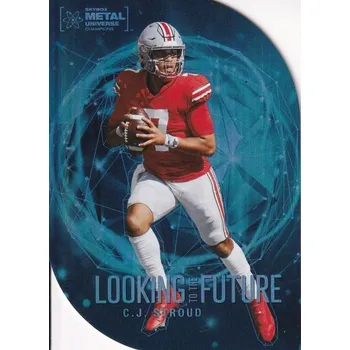 Sběratelský sportovní předmět insert karta C.J. STROUD 21-22 Metal Universe Champions Looking to the Future číslo TTM-25