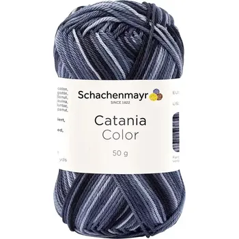 Příze Schachenmayr Catania Color 229 Černá-šedá (Bavlněná příze Catania Color 229 Černá-šedá)