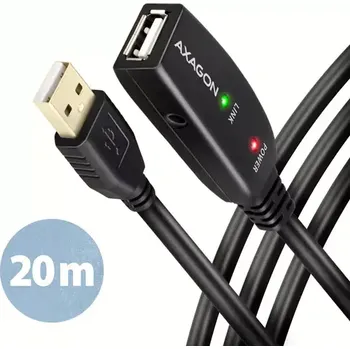 Datový kabel AXAGON ADR-220, USB 2.0 A-M -> A-F aktivní prodlužovací / repeater kabel, 20m