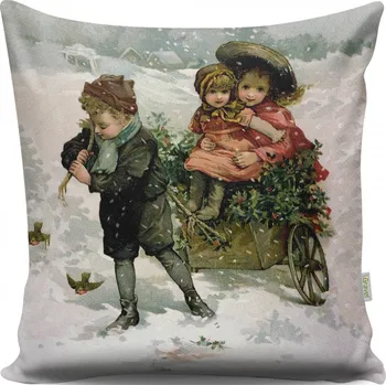 Dekorativní polštářek Vánoční dekorační polštář TUNES IV 43x43 cm bílý