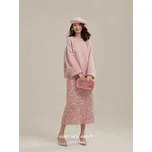 Dámská flitrová sukně délky midi Barva: Růžová, Velikost: S