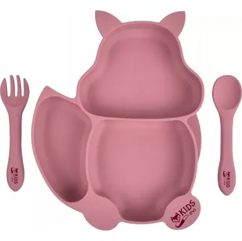 Talíř Silikonový talíř s přísavkou a příborem BLW - SPIRIT Pink