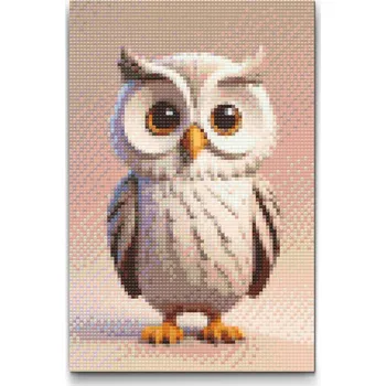Diamantové malování Diamantové malování - Sovička pro děti Velikost: 20x30cm, Rámování: Pouze srolované plátno, Diamanty: Čtvercové