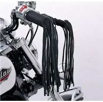 Zavazadlo na motocykl Kožené třásně na páčky motocyklu chopper, pár