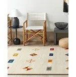 Koberec gabbeh béžový vlněný 160 x 230 cm geometrický zvířecí vzor ručně všívaný obývací pokoj ložnice tradiční boho styl Beliani