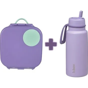 Termohrnek b.box Svačinový box střední + Nerezová termolahev 1l - set fialový