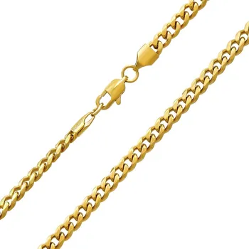 Šperk Pánský náhrdelník CURB z chirurgické oceli pozlacený 18K zlatem - 5mm 50 cm