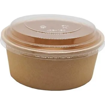 Jednorázové nádobí Miska papírová kraft na salát 750ml vč.víčka/50 ks