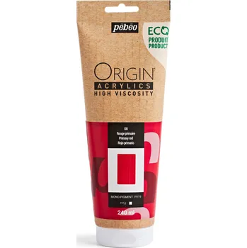 Vodová barva Akrylová barva Pébéo Origin Acrylics - 08 Primary Red Objem: 240 ml