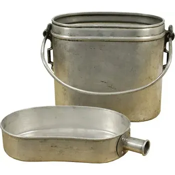 Kempingové nádobí Vojenský ešus Francie VELKÝ (Originální 2-dílný vojenský ešus, používaný Francouzskou Armádou, v netradičním velikém provedení.)