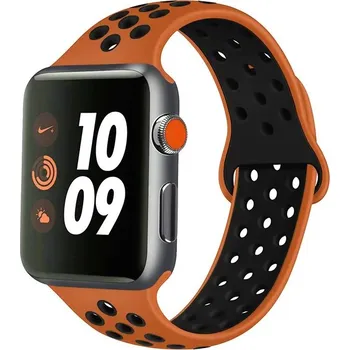 Příslušenství k chytrým hodinkám Silikonový sportovní řemínek pro Apple Watch 38/40/41/42mm Barva: Oranžová/tmavě šedá, 61