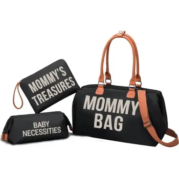 Taška do porodnice černý set zlatavým nápisem