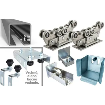 Sada pro výrobu samonosných posuvných vrat do šířky průjezdu 6,5 m, 10rolek 80 × 80 × 5 (SADA-06-K10) Typ vedení větší sada: Boční vedení