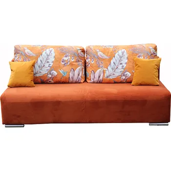 Pohovka BODO pohovka rozkládací , látka teraccota KA12629/polštáře opěrné velké KA12627-oranžovobílé listy/dek. polštářky KA12628 cihla (FE) - kolekce "E" (K250)NOVINKA