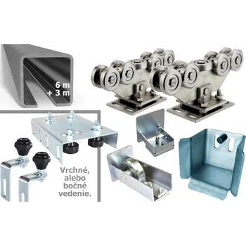Pohon brány Sada pro výrobu samonosných posuvných vrat do šířky průjezdu 6,5 m, 9rolek 80 × 80 × 5 (SADA-06-K9) Typ vedení větší sada: Boční vedení