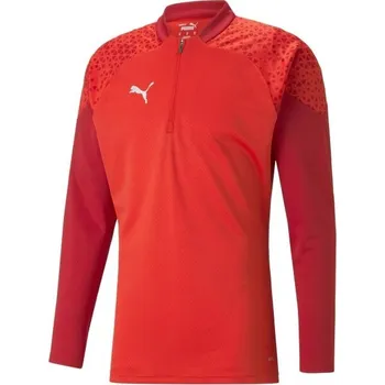 Pánská mikina Pánská sportovní mikina Puma TEAMCUP TRAINING 1/4 ZIP TOP L Červená, Bílá