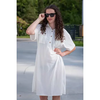 Dámské šaty Košilové šaty USee 207 barva: bílá, velikost: Univerzální-jedna velikost
