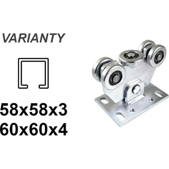 Pohon brány Posuvný vozík s 5 rolemi pro C-profil 58x58x3, zinek