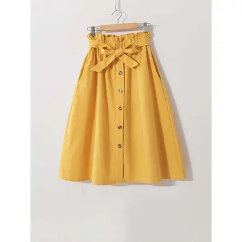 Dámská sukně Áčková sukně s knoflíky Barva: Žlutá, Velikost: ONE SIZE