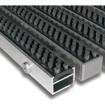 Rohožka Šedá hliníková čistící kartáčová venkovní vstupní rohož Alu Super - 100 x 150 x 2,7 cm