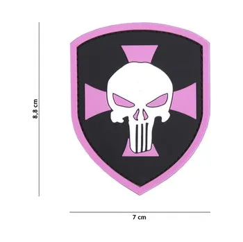 Nášivka Gumová nášivka 101 Inc Punisher Shield - růžová