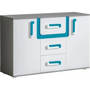 Komoda Dětská komoda APETTITA 7 antracit/tyrkys