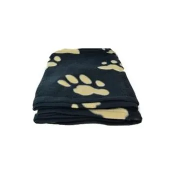 Pelíšek pro psa Deka pro psy BEANY černá a hnědé tlapky 100x70cm TR