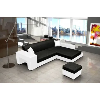 Sedací souprava Falco Rohová sedací souprava Oskar, rozkládací s úložným prostorem, pravá, černá Inari 100/bílá Soft 17