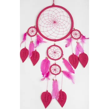 Lapač snů Lapač snů LEAF růžový / délka 60 cm