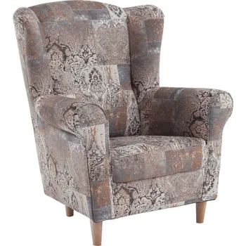 Křeslo Křeslo ušák CHARLOT, látka vintage hnědá 1026