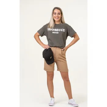 Dámské kraťasy BudesIN Tmavě béžové dlouhé elegantní šortky Niley se záhybem Velikost: S